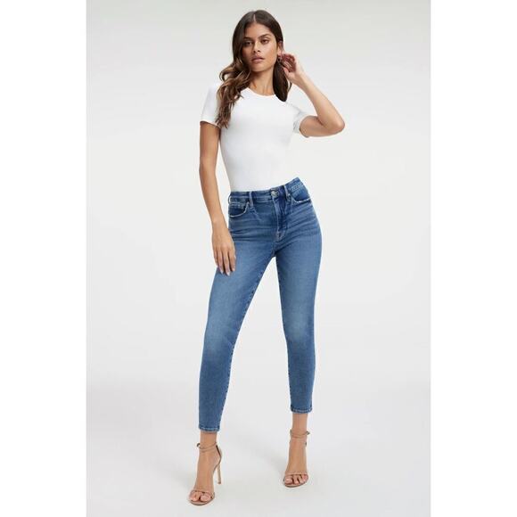 GOOD American  SKINNY GOOD WAIST CROPPED  Dark Wash JEANS SZ 6 - Picture 1 of 10